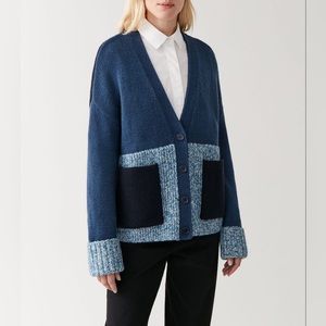 NWT COS Colorblock Wool Blend V-Neck Cardigan - sz XS